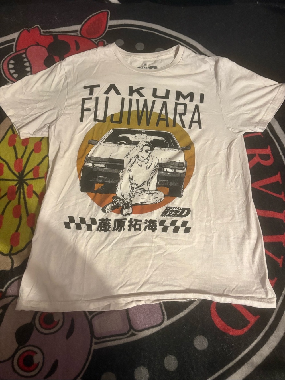 Takumi Fujiwara White Graphic Tee